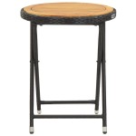 vidaXL Masă de ceai negru 60 cm poliratan lemn masiv acacia vidaXL Masă de ceai negru 60 cm poliratan lemn masiv acacia