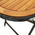 vidaXL Masă de ceai negru 60 cm poliratan lemn masiv acacia vidaXL Masă de ceai negru 60 cm poliratan lemn masiv acacia