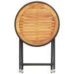 vidaXL Masă de ceai negru 60 cm poliratan lemn masiv acacia vidaXL Masă de ceai negru 60 cm poliratan lemn masiv acacia