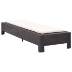 vidaXL Șezlong cu pernă, negru, poliratan vidaXL Șezlong cu pernă, negru, poliratan