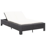 vidaXL Șezlong de 2 persoane cu pernă, negru, poliratan vidaXL Șezlong de 2 persoane cu pernă, negru, poliratan