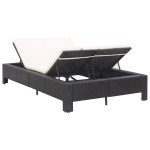 vidaXL Șezlong de 2 persoane cu pernă, negru, poliratan vidaXL Șezlong de 2 persoane cu pernă, negru, poliratan