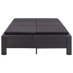 vidaXL Șezlong de 2 persoane cu pernă, negru, poliratan vidaXL Șezlong de 2 persoane cu pernă, negru, poliratan