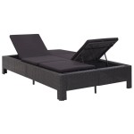 vidaXL Șezlong de 2 persoane cu pernă, negru, poliratan vidaXL Șezlong de 2 persoane cu pernă, negru, poliratan