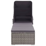 vidaXL Șezlong cu copertină și pernă, gri, poliratan vidaXL Șezlong cu copertină și pernă, gri, poliratan