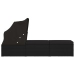 vidaXL Șezlong cu copertină și pernă, negru, poliratan vidaXL Șezlong cu copertină și pernă, negru, poliratan