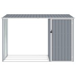 vidaXL Șopron de grădină lemne de foc, gri, 245x98x159 cm oțel zincat vidaXL Șopron de grădină lemne de foc, gri, 245x98x159 cm oțel zincat