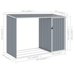 vidaXL Șopron de grădină lemne de foc, gri, 245x98x159 cm oțel zincat vidaXL Șopron de grădină lemne de foc, gri, 245x98x159 cm oțel zincat