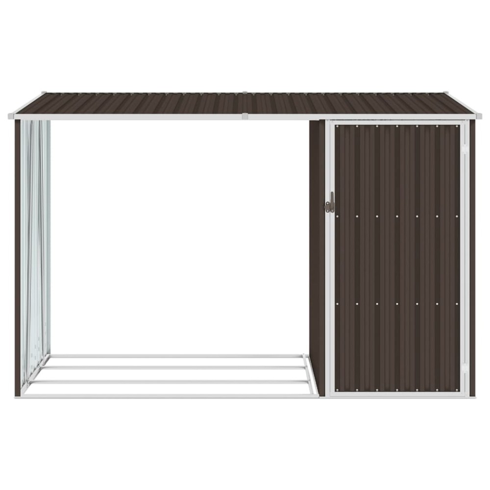 vidaXL Șopron de grădină lemne de foc maro 245x98x159 cm oțel zincat