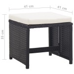 vidaXL Taburete de grădină cu perne, 2 buc., negru, poliratan vidaXL Taburete de grădină cu perne, 2 buc., negru, poliratan