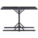 vidaXL Masă de grădină, negru, 110 x 53 x 72 cm, sticlă și poliratan vidaXL Masă de grădină, negru, 110 x 53 x 72 cm, sticlă și poliratan
