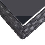 vidaXL Masă de grădină, negru, 110 x 53 x 72 cm, sticlă și poliratan vidaXL Masă de grădină, negru, 110 x 53 x 72 cm, sticlă și poliratan