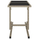 vidaXL Masă de grădină, bej, 110 x 53 x 72 cm, sticlă și poliratan vidaXL Masă de grădină, bej, 110 x 53 x 72 cm, sticlă și poliratan