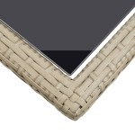 vidaXL Masă de grădină, bej, 110 x 53 x 72 cm, sticlă și poliratan vidaXL Masă de grădină, bej, 110 x 53 x 72 cm, sticlă și poliratan