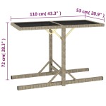 vidaXL Masă de grădină, bej, 110 x 53 x 72 cm, sticlă și poliratan vidaXL Masă de grădină, bej, 110 x 53 x 72 cm, sticlă și poliratan