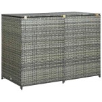 vidaXL Magazie dublă pentru pubele, antracit, 148x77x111 cm, poliratan vidaXL Magazie dublă pentru pubele, antracit, 148x77x111 cm, poliratan