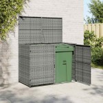 vidaXL Magazie dublă pentru pubele, antracit, 148x77x111 cm, poliratan vidaXL Magazie dublă pentru pubele, antracit, 148x77x111 cm, poliratan