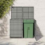 vidaXL Magazie dublă pentru pubele, antracit, 148x77x111 cm, poliratan vidaXL Magazie dublă pentru pubele, antracit, 148x77x111 cm, poliratan