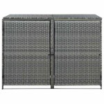 vidaXL Magazie dublă pentru pubele, antracit, 148x77x111 cm, poliratan vidaXL Magazie dublă pentru pubele, antracit, 148x77x111 cm, poliratan
