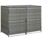 vidaXL Magazie dublă pentru pubele, antracit, 148x77x111 cm, poliratan vidaXL Magazie dublă pentru pubele, antracit, 148x77x111 cm, poliratan