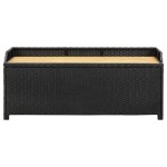 vidaXL Bancă de depozitare pentru grădină, negru, 120 cm, poliratan