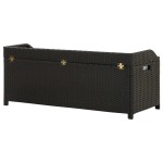 vidaXL Bancă de depozitare pentru grădină, negru, 120 cm, poliratan