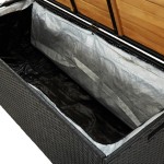 vidaXL Bancă de depozitare pentru grădină, negru, 120 cm, poliratan