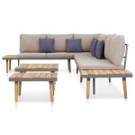 vidaXL Set mobilier grădină 7 locuri, perne, maro, lemn masiv acacia