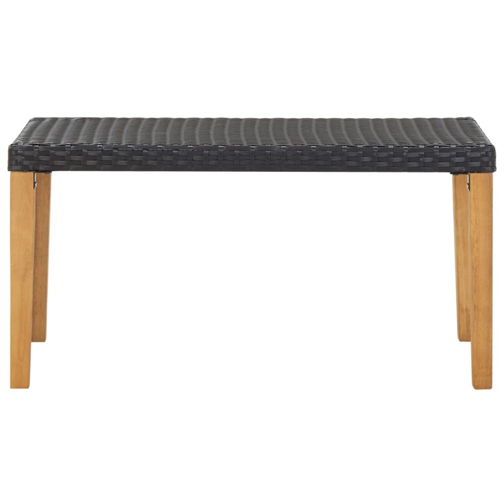 vidaXL Bancă de grădină, negru, 120 cm, poliratan și lemn de acacia