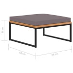 vidaXL Taburet cu pernă gri închis, 66x66x36 cm, lemn masiv acacia vidaXL Taburet cu pernă gri închis, 66x66x36 cm, lemn masiv acacia