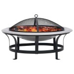 vidaXL Vatră de foc de exterior cu grătar, 76 cm, oțel inoxidabil vidaXL Vatră de foc de exterior cu grătar, 76 cm, oțel inoxidabil