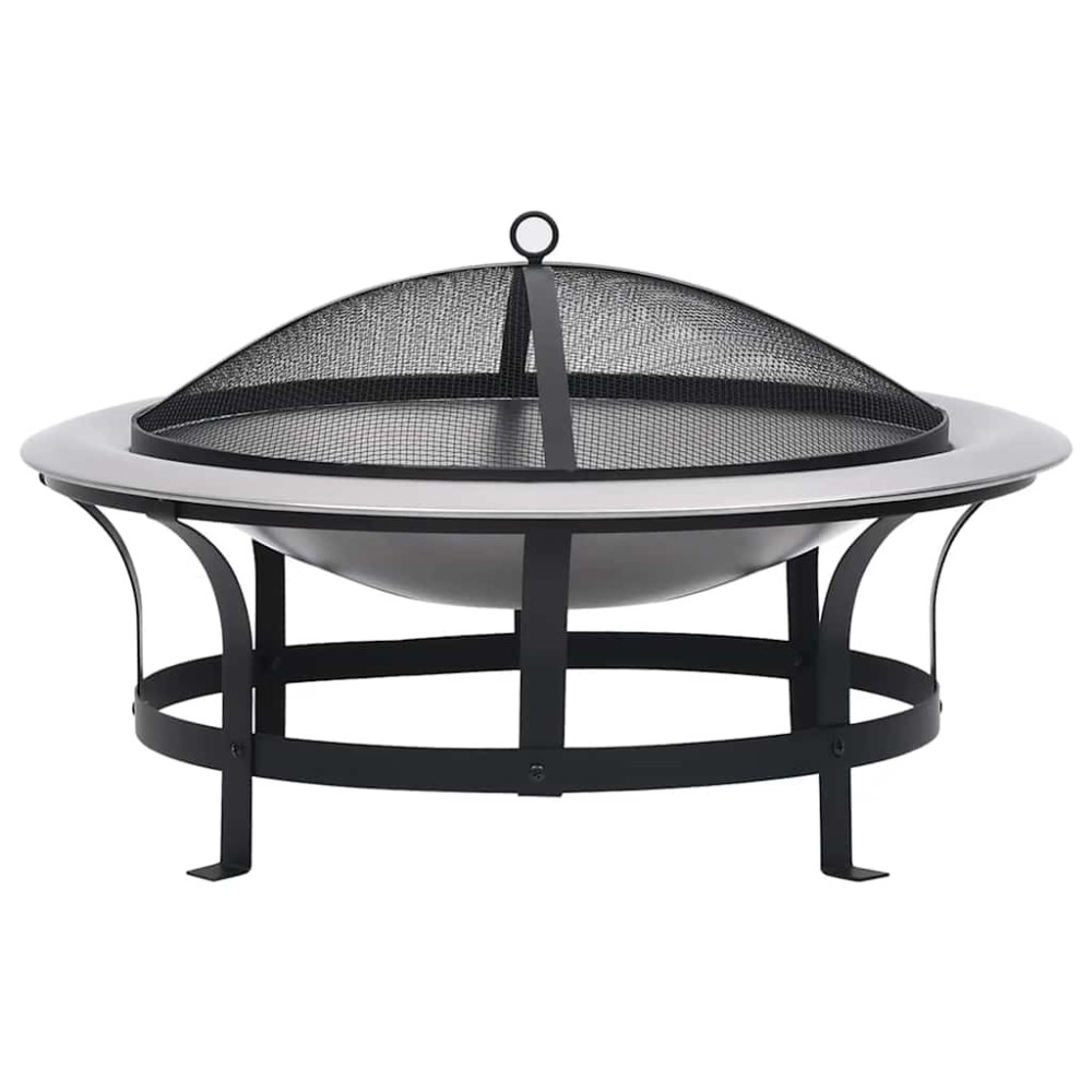 vidaXL Vatră de foc de exterior cu grătar, 76 cm, oțel inoxidabil