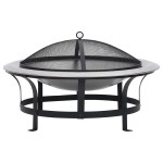 vidaXL Vatră de foc de exterior cu grătar, 76 cm, oțel inoxidabil vidaXL Vatră de foc de exterior cu grătar, 76 cm, oțel inoxidabil