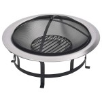 vidaXL Vatră de foc de exterior cu grătar, 76 cm, oțel inoxidabil vidaXL Vatră de foc de exterior cu grătar, 76 cm, oțel inoxidabil