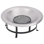 vidaXL Vatră de foc de exterior cu grătar, 76 cm, oțel inoxidabil vidaXL Vatră de foc de exterior cu grătar, 76 cm, oțel inoxidabil