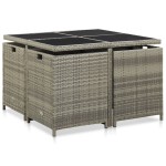 vidaXL Set mobilier de grădină cu perne, 9 piese, gri, poliratan vidaXL Set mobilier de grădină cu perne, 9 piese, gri, poliratan