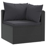 vidaXL Set mobilier de grădină cu perne, 5 piese, negru, poliratan