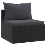 vidaXL Set mobilier de grădină cu perne, 5 piese, negru, poliratan