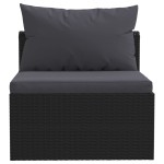 vidaXL Set mobilier de grădină cu perne, 5 piese, negru, poliratan