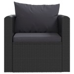 vidaXL Fotoliu cu perne, negru, poliratan vidaXL Fotoliu cu perne, negru, poliratan