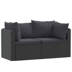 vidaXL Set mobilier de grădină cu perne, 2 piese, negru, poliratan vidaXL Set mobilier de grădină cu perne, 2 piese, negru, poliratan