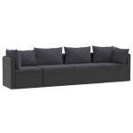 vidaXL Set mobilier de grădină cu perne, 4 piese, negru, poliratan vidaXL Set mobilier de grădină cu perne, 4 piese, negru, poliratan