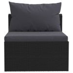 vidaXL Set mobilier de grădină cu perne, 4 piese, negru, poliratan vidaXL Set mobilier de grădină cu perne, 4 piese, negru, poliratan
