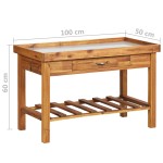 vidaXL Banc de lucru de grădină, blat din zinc, lemn masiv de acacia vidaXL Banc de lucru de grădină, blat din zinc, lemn masiv de acacia