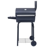 vidaXL Grătar barbecue cu cărbuni, afumătoare și raft inferior, negru vidaXL Grătar barbecue cu cărbuni, afumătoare și raft inferior, negru