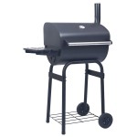 vidaXL Grătar barbecue cu cărbuni, afumătoare și raft inferior, negru vidaXL Grătar barbecue cu cărbuni, afumătoare și raft inferior, negru
