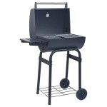 vidaXL Grătar barbecue cu cărbuni, afumătoare și raft inferior, negru vidaXL Grătar barbecue cu cărbuni, afumătoare și raft inferior, negru