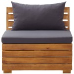 vidaXL Set mobilier grădină cu perne, 8 piese, gri închis, lemn acacia