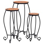 vidaXL Mese mozaic, 3 buc., cărămiziu, ceramică vidaXL Mese mozaic, 3 buc., cărămiziu, ceramică