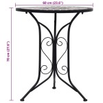 vidaXL Masă de bistro mozaic, gri, 60 cm, ceramică